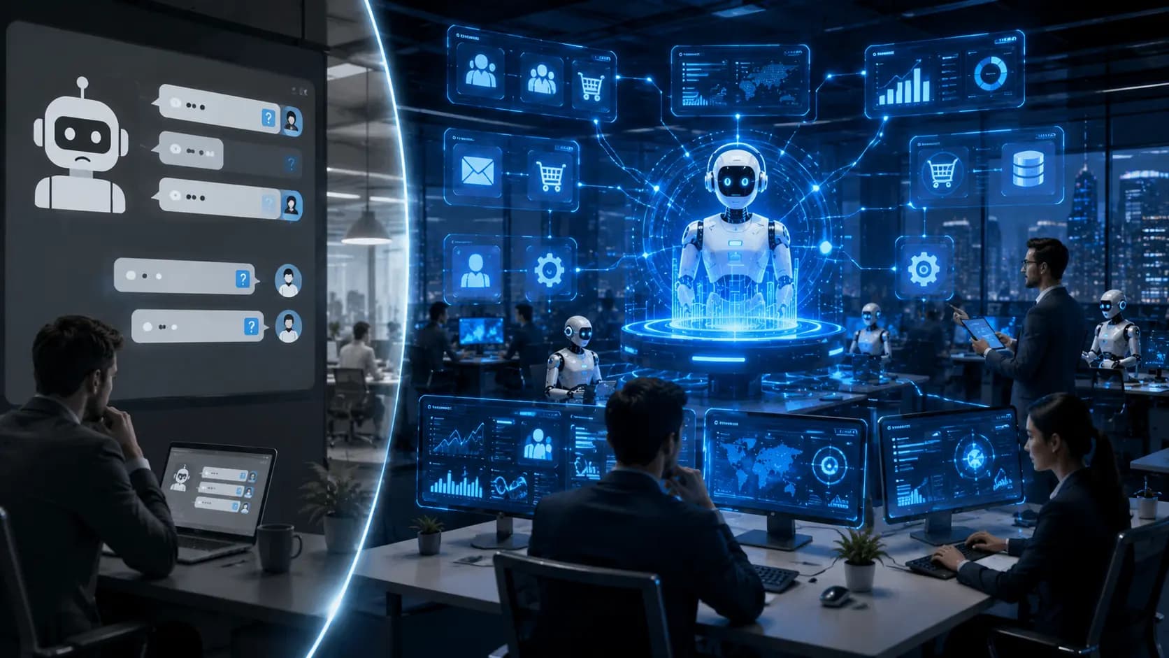 comparing AI agents and traditional chatbots