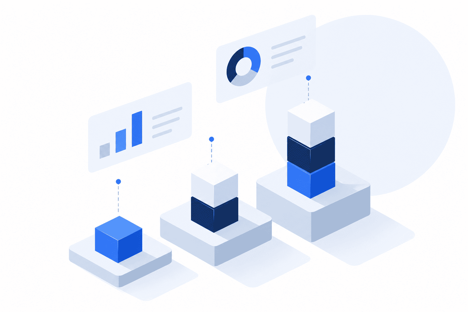 Three geometric blocks of different heights, representing a comparison of LLM API pricing tiers.